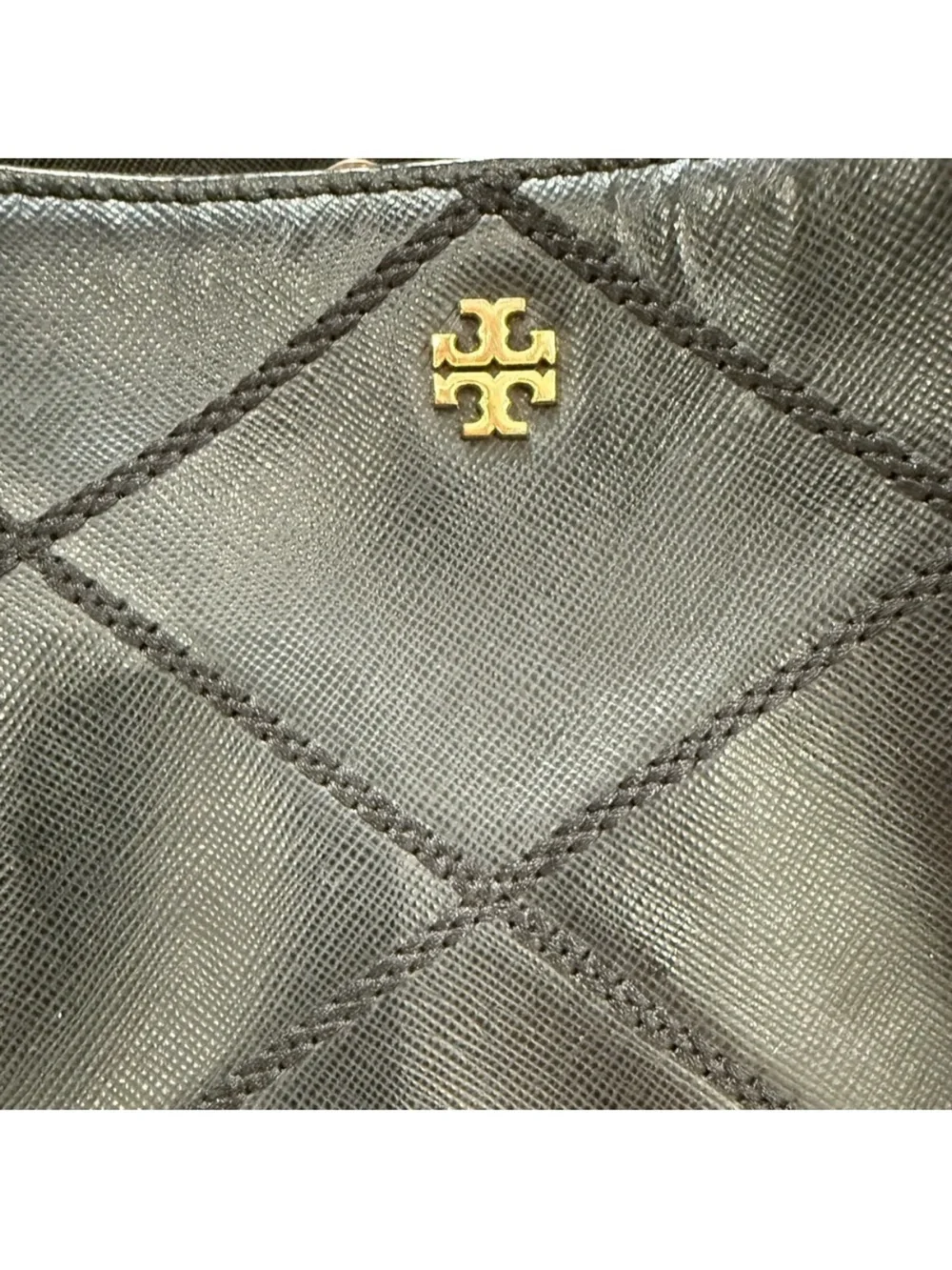 Tory Burch Robinson Black Quilted Satchel with Gold Hardware